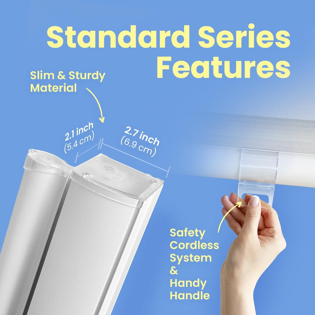 Cordless Custom Zebra Roller Shades and Blinds [Basic, White, W 34 x H 48 inch] Dual Layer Sheer for Day and Night