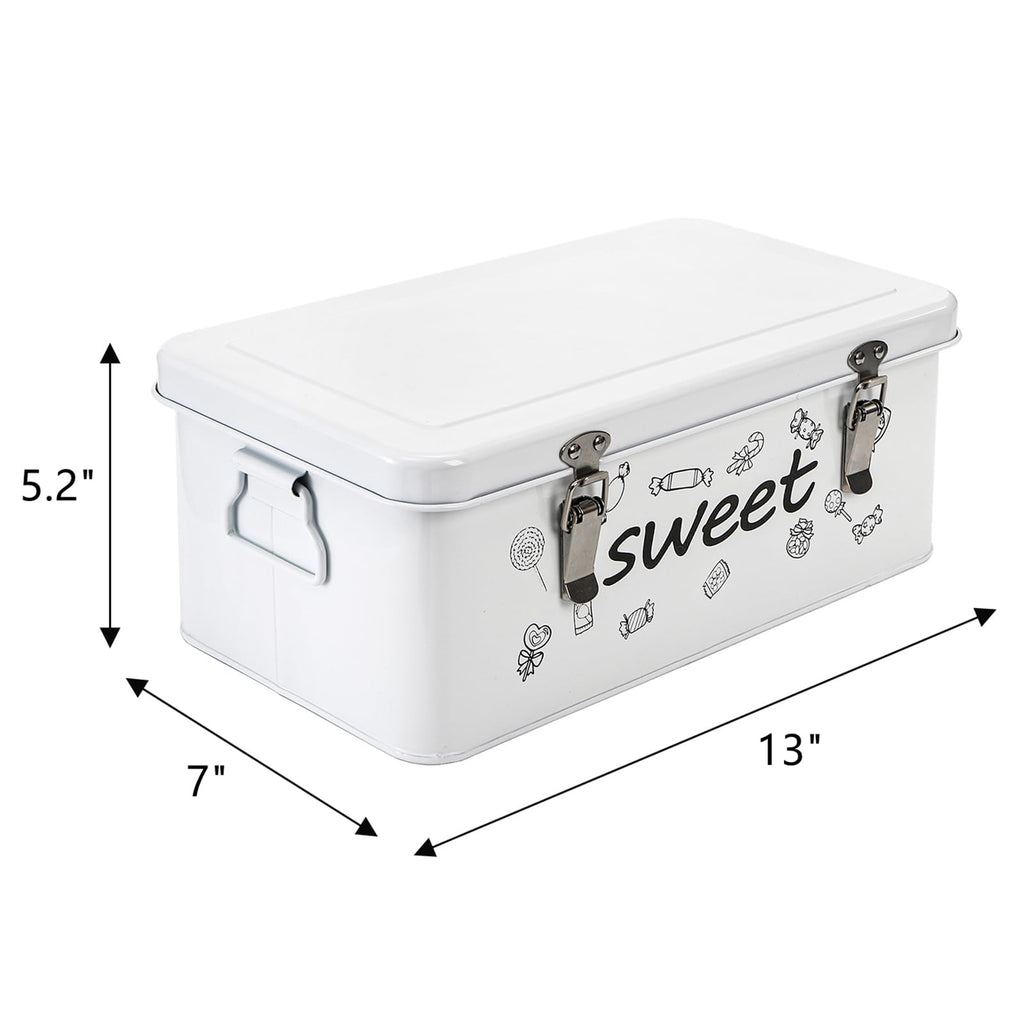 Candy Storage Box, 4 Compartments Metal Candy Cookies Snacks Storage Tin Box with Lid Food Storage Container