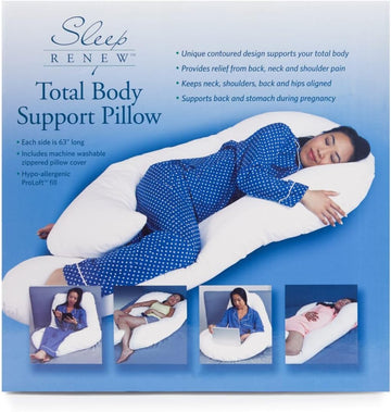 Total Body Support Pillow, U-Shaped Full Body Pillow for Side, Back & Stomach Sleepers, Over 11-Foot Wraparound