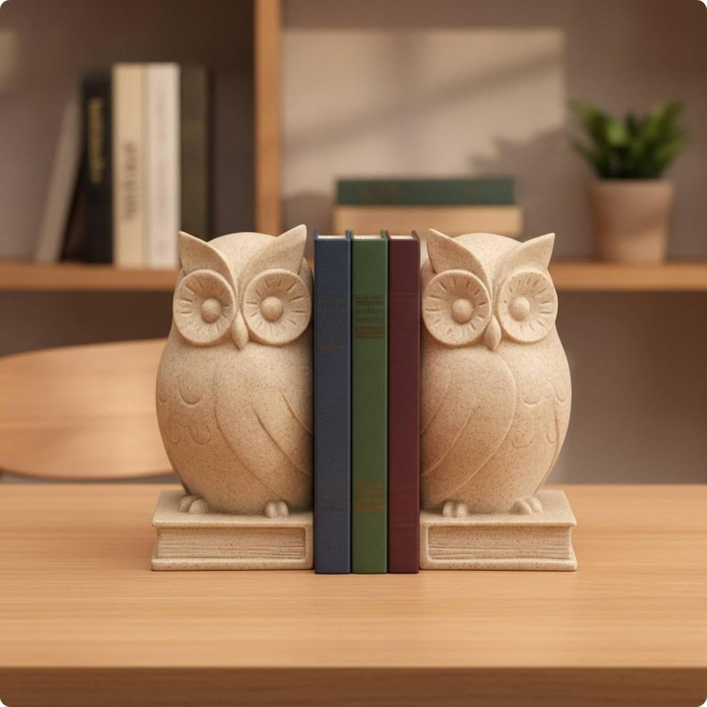 Bookends Sculptural Bookends with Rectangular Base Cute Bookend Holder for Bookshelf, Desk, Living Room, Gray