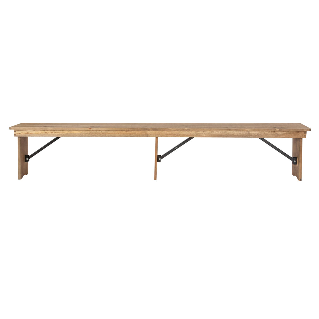 Hercules 96x12 Folding Bench with Legs, Rustic
