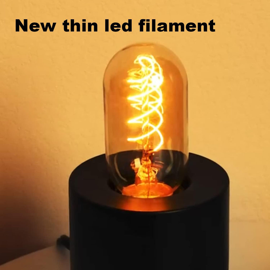 Vintage LED Spiral Filament Bulb T14, E26 Base, 4W Equivalent, 40W Warm White, 2200K, Dimmable, AC120V, 400LM, Amber
