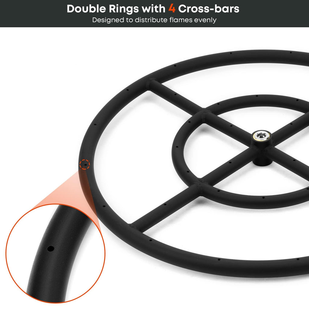 24 Inch Round Fire Pit Burner Ring for Natural Gas & Propane