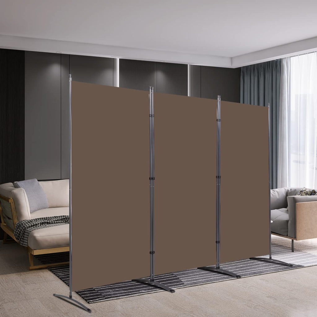 3 Panel Folding Room Divider, 102" Wx71.3 H Portable Privacy Screen, Brown