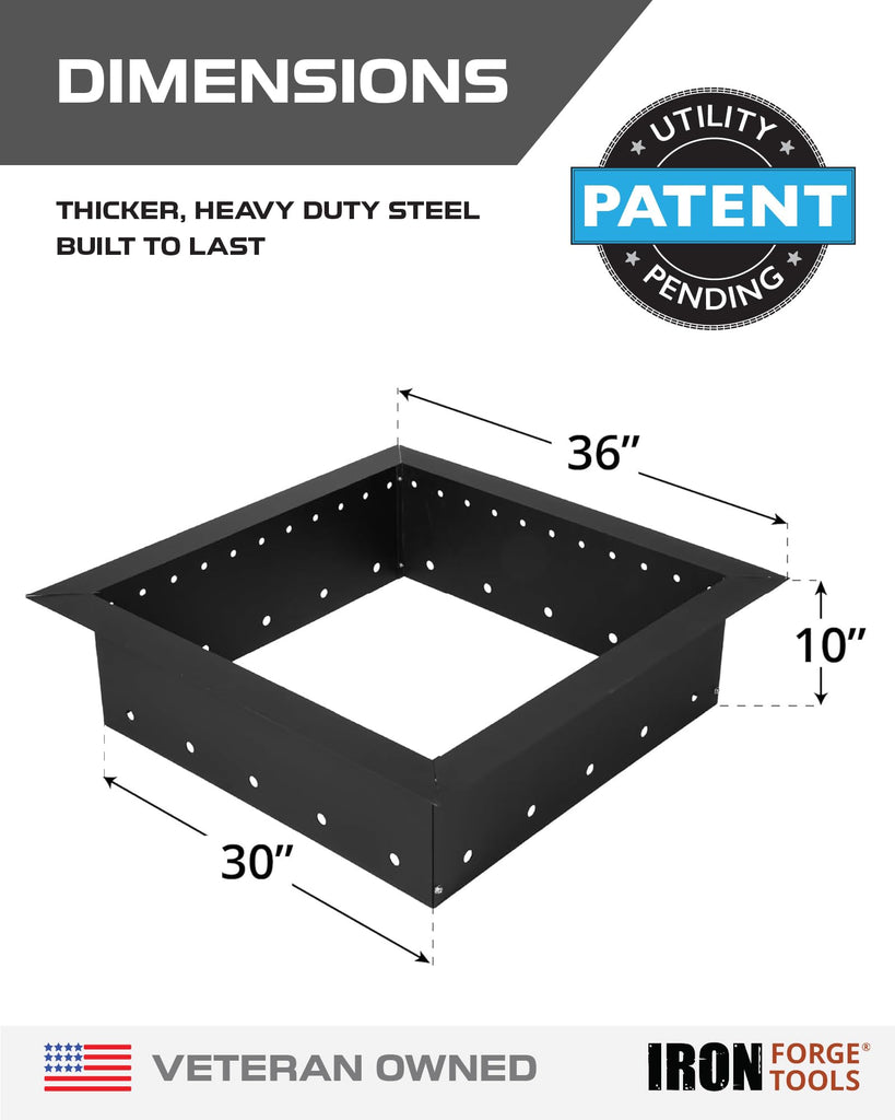 Smokeless Outdoor Fire Pit Ring Insert 36 Inch Square