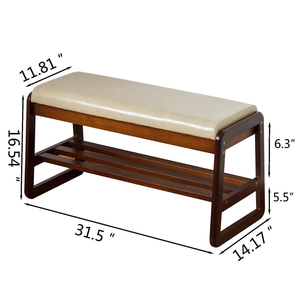 Solid Wood Shoe Rack Bench with Flip-Top Storage, Gray, 31.5"