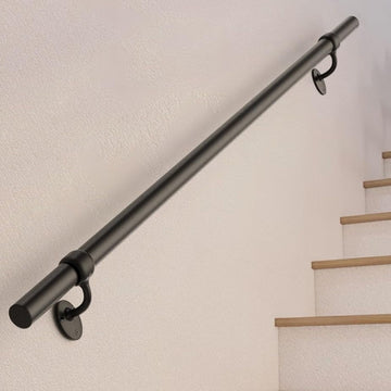 Stair Railing Indoor 4 Feet Hand Rails for Indoor/Outdoor Steps 1.5" Round Porch Railing Wall Mount Aluminum Hand