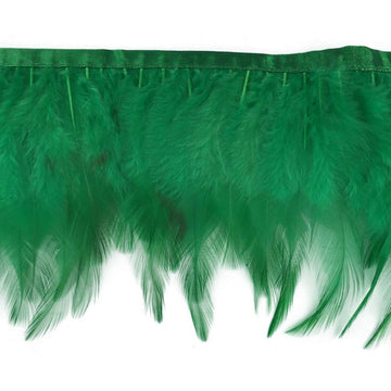 Rooster Hackle Feather Trim Fringe for DIY Clothing Craft Dress Decoration(Dark Green) - 2yards