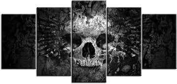 5 Piece Canvas Wall Art Black and White Skull Painting on Canvas Abstract Halloween Day of Dead Skull Posters Bedroom
