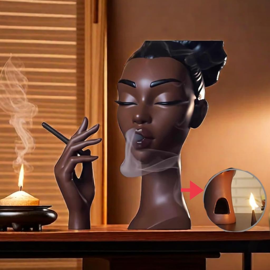 Elegant Head Incense Black Woman Burner, Modern Design, Stylish Incense Holder Black Women, Sophisticated Home Decor