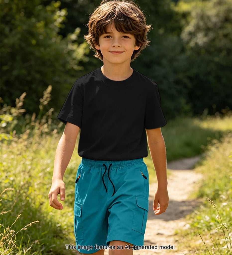 Boys Cargo Shorts Athletic Quick Dry with Zipper Pockets, 3 Pack