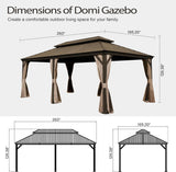 14x22FT Outdoor Gazebo, Hardtop Gazebo with Galvanized Steel Double Roof