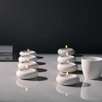 Handmade Decorative Pebble Tealight Candle Holders Set of 8 - Handcrafted Home Decor Accent for Calming Earthy