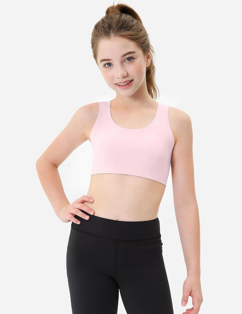 Girls Sports Bra Kids Racerback Training Bras with Sewn in Pads