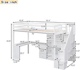 Twin Loft Bed with L Shaped Desk, Storage Drawers and Bookcase