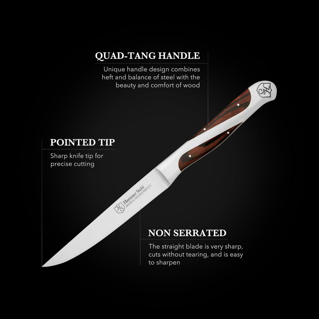 Stahl Steak Knives Set Of 4 | High Carbon German Steel Kitchen Knife Set | Stainless Steel Knife Set With Ergonomic