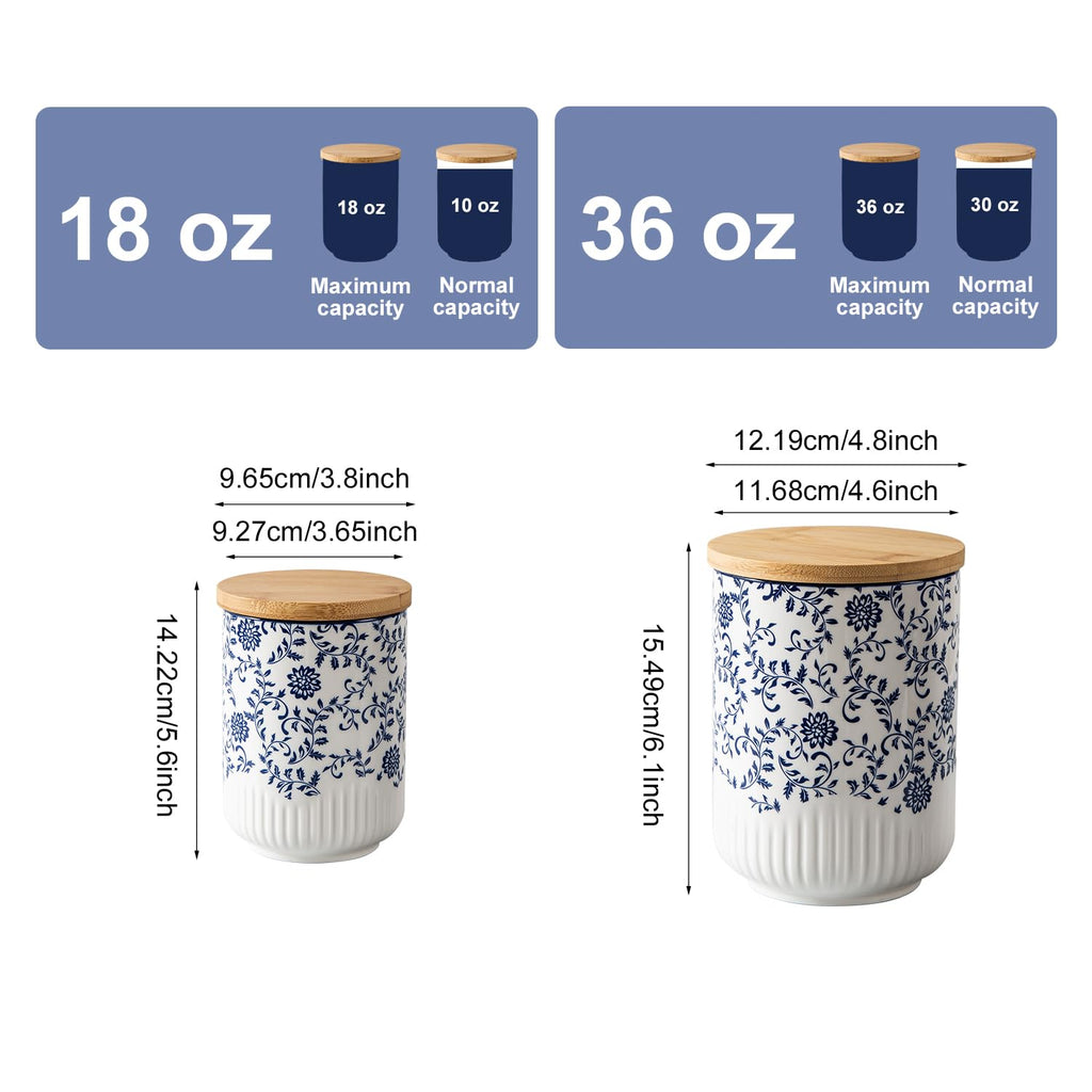2 Pcs 36/18 oz Ceramic Canisters Sets