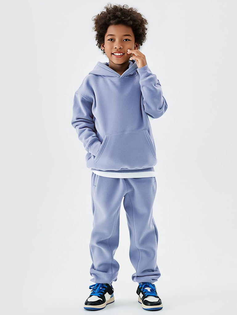 Kids Sweatsuit Girls Boys Fleece 2 Piece Outfits Hooded Sweatshirt and Jogger Sweatpants Athletic Clothing Sets