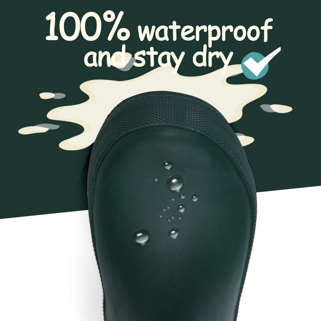 Kids Rain Boots, Waterproof Rubber Boots with Easy-on Handles