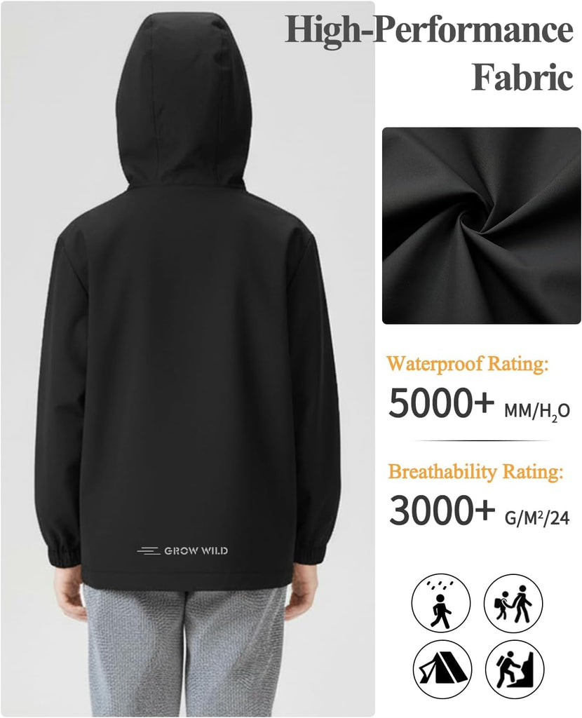 Kids Rain Jacket Lightweight Waterproof Rain Coats Outerwear with Hood for Boys Girls