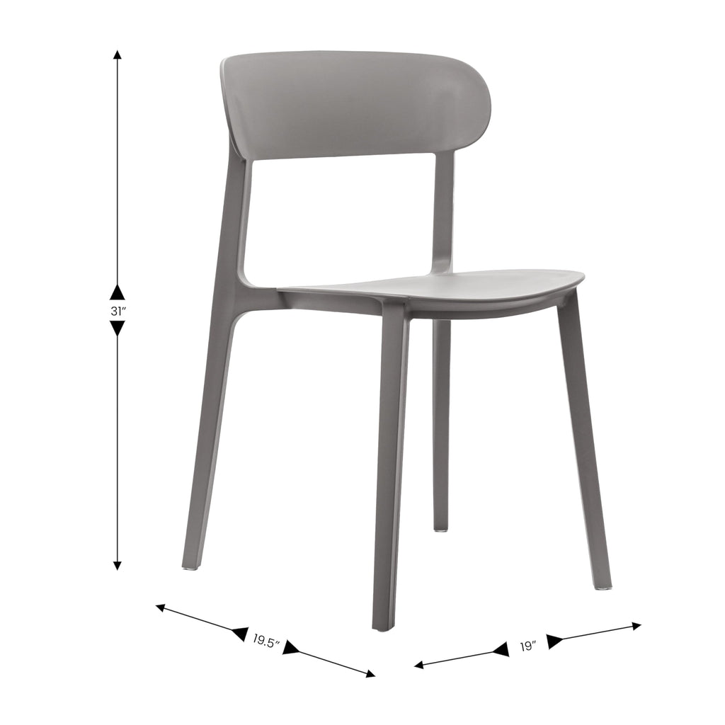 Indoor-Outdoor All-Weather Resin Stacking Chair, Gray