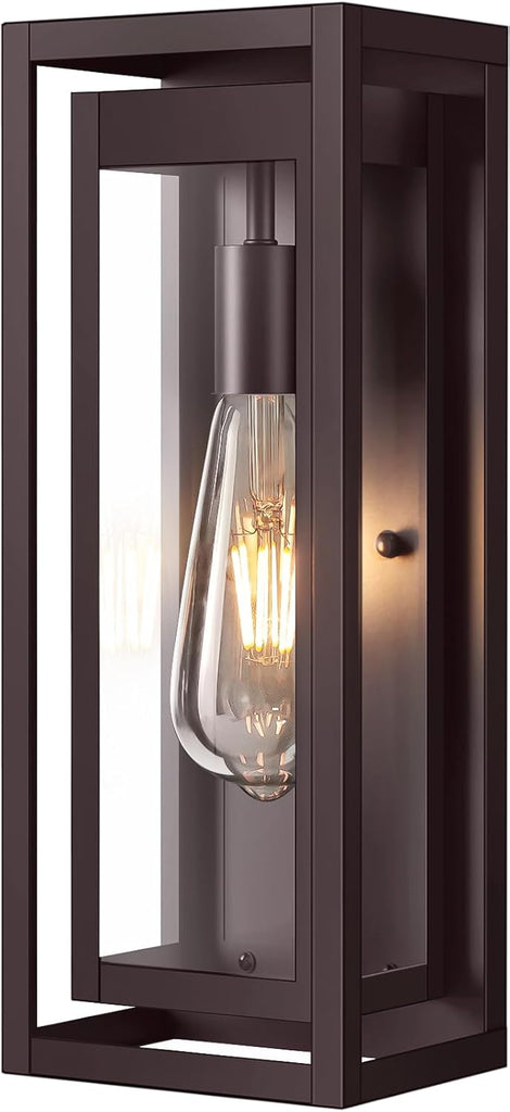 15" Large Oil Rubbed Bronze Outdoor Light Fixture, ORB Outdoor Sconces, Modern Waterproof Wall Lights with Clear Glass Shade for Front Door, Porch, Garage, 1 Pack A123-B0D9VRB8Z7