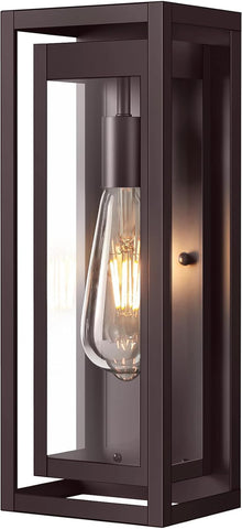 15" Large Oil Rubbed Bronze Outdoor Light Fixture, ORB Outdoor Sconces, Modern Waterproof Wall Lights with Clear Glass Shade for Front Door, Porch, Garage, 1 Pack A123-B0D9VRB8Z7