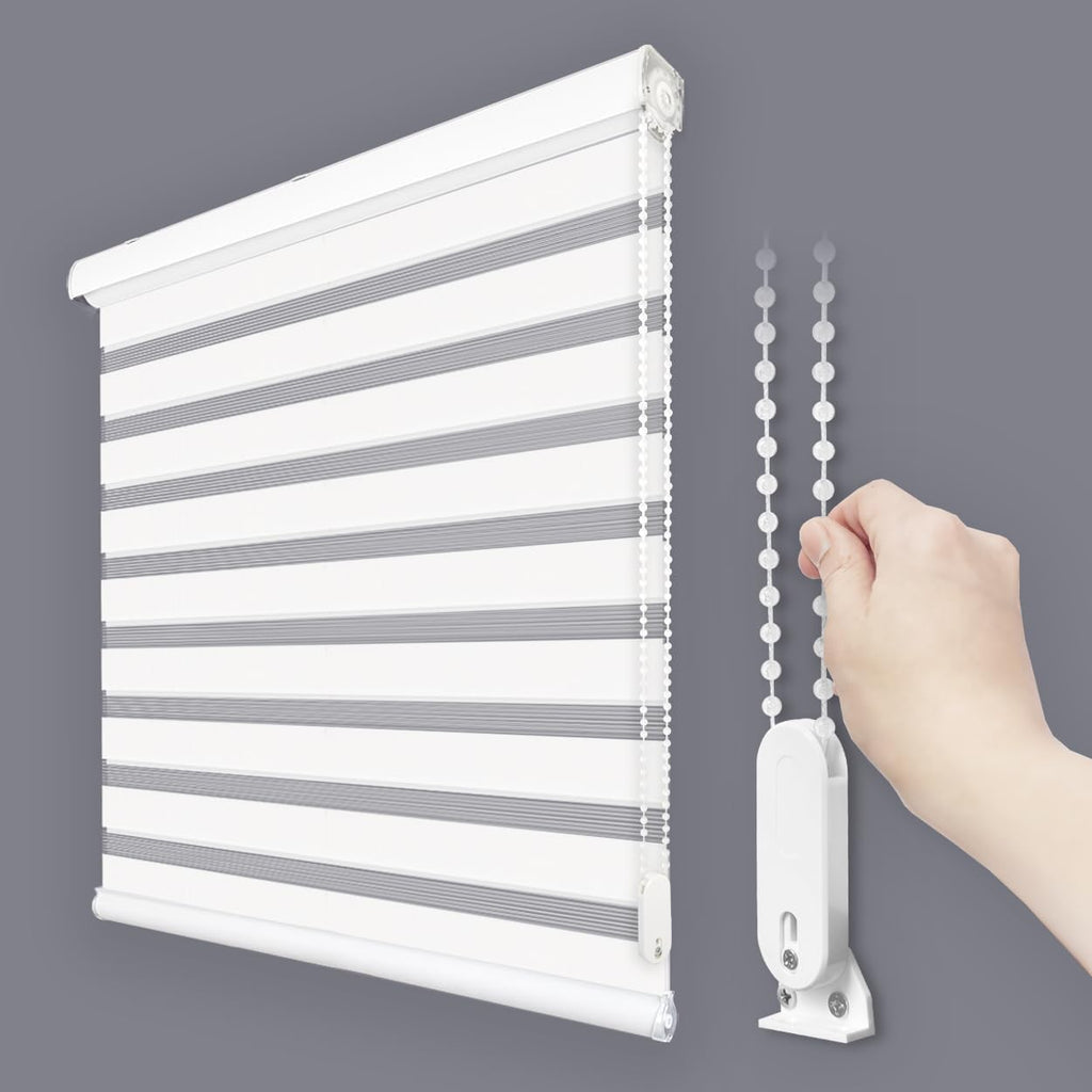 Zebra Blinds for Windows, Day Night Dual Layer Roller Shades for Windows, Adjustable Privacy, Inside or Outside Mount