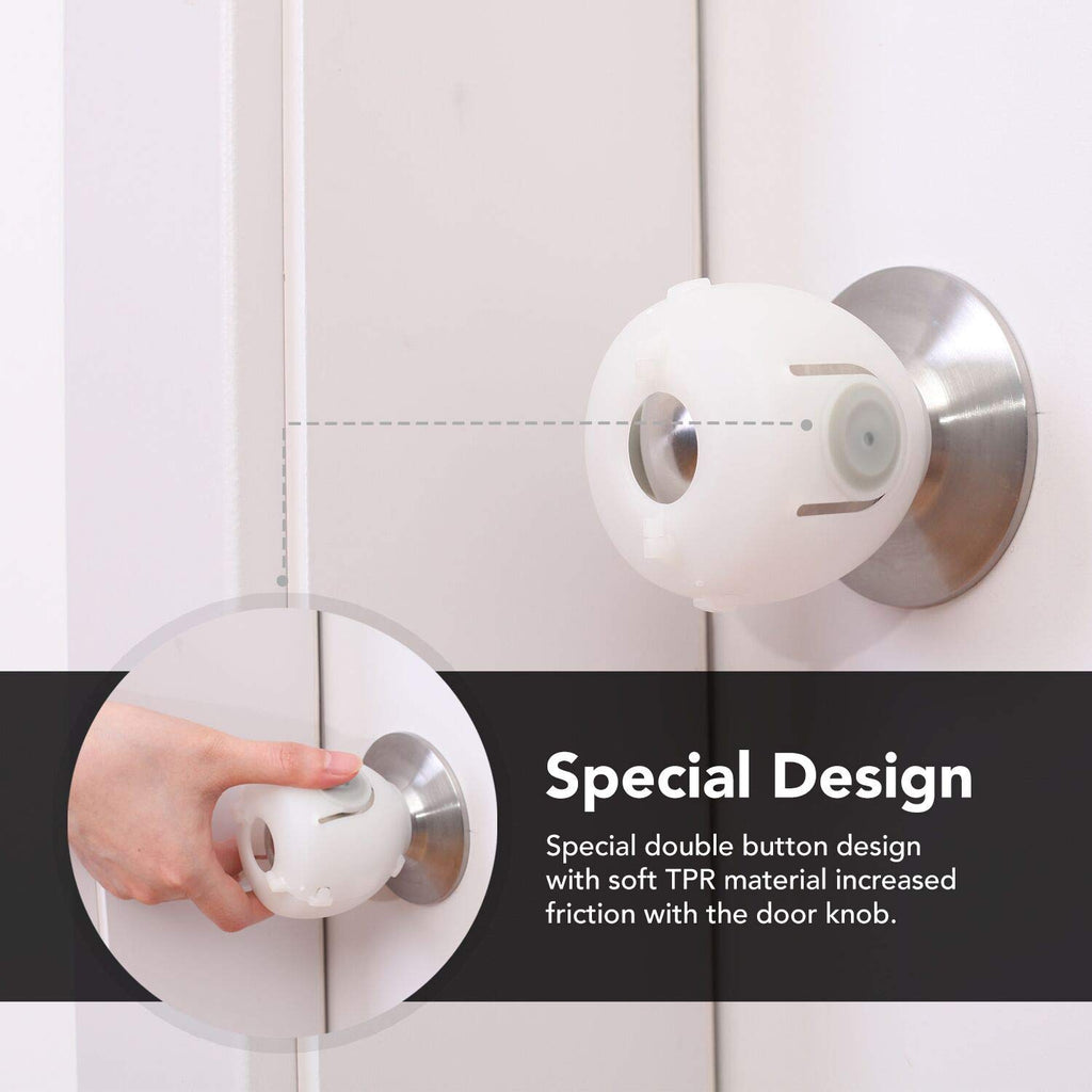 Mom's Choice Gold Awards Winner - 4 Pack Baby Safety Door Knob Covers Door Knob Locks(not Suit for All Door knobs)