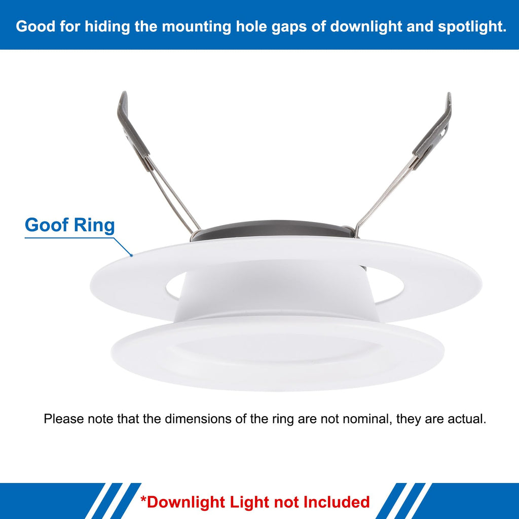 Goof Rings Inner Diameter 3.78", Outer Diameter 5.28", 8 Pcs Metal Goof Rings Cover Recessed Light Trim for Ceiling