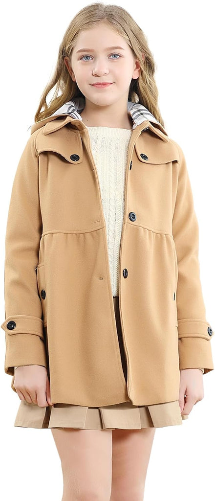Girls' Dress Coat Hoodie Wool Blend Coats Fall Winter Peacoat