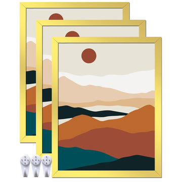 Gold 17x22 Picture Frame Set of 3, Gallery Wall Display Frames