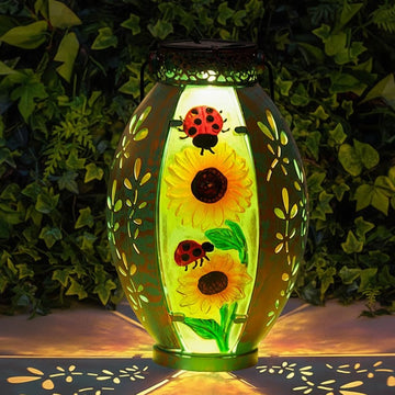 Solar Lantern Outdoor Waterproof, Hanging Solar Lantern Garden Yard Decor, Sunflower Garden Decor, Sunflower Gift for