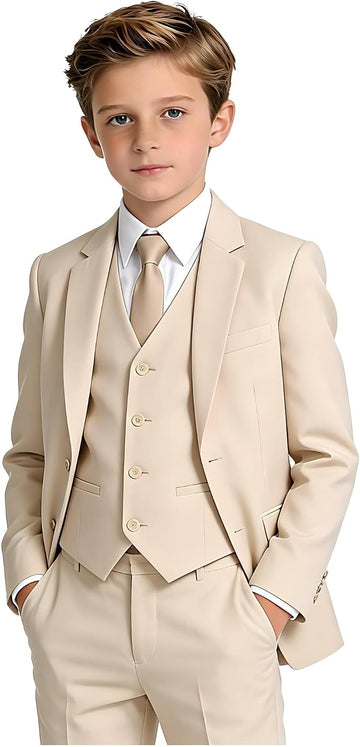 Boy's Tuxedos Toddler Formal Suits Set Kids Blue Black Slim Fit Suit for Weddings