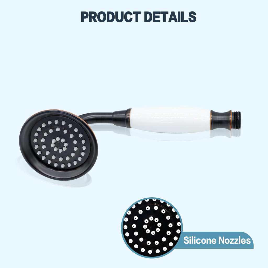 Vintage Hand-held Shower Rain Sprayer Telephone Shaped Ceramic Shower Head with 59 Inch Hose (Oil Rubbed Bronze)
