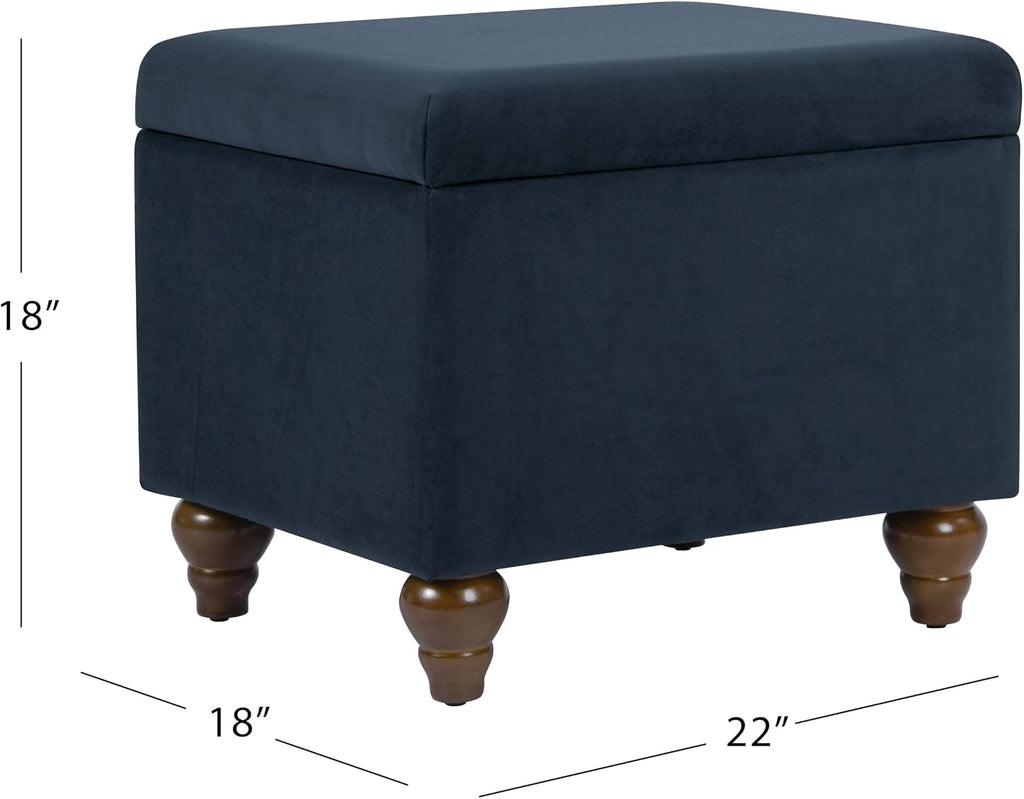 22" Medium Rectangular Storage Ottoman - Blue Velvet
