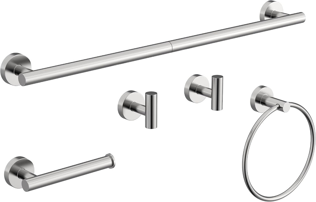 Brushed Nickel Bathroom Hardware Accessories Set 5 Pcs | SUS304 Stainless Steel 26 Inch Hand Towel Bar Toilet Paper