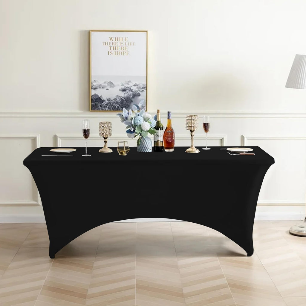 USA 2-Pack Rectangular Fitted Spandex Table Covers 6ft Tablecloth Wedding Event Patio Table Decorations Stretch Table