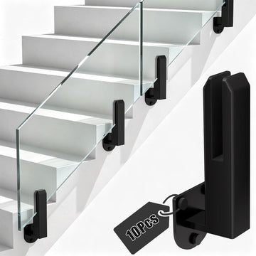 Black Glass Railing Clamp, Side Mount, 10 Pack, Heavy Duty Glass Spigot Post, 304 Stainless Steel Railing System for