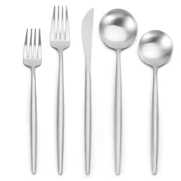 Matte Silverware Set for 12, 60pcs Satin Finish Flatware Cutlery Set
