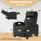 Recliner Chair Single Reclining Sofa Home Theater Seating with Lumbar Support and Padded Backrest for Living Room and