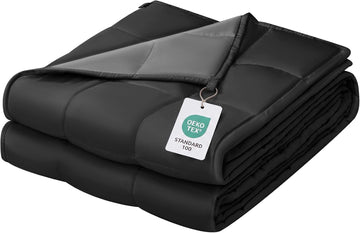 Weighted Blanket for Adults (48"x72", 12lbs, Grey/Black) | Cooling Weighted Blanket, High Breathability Heavy