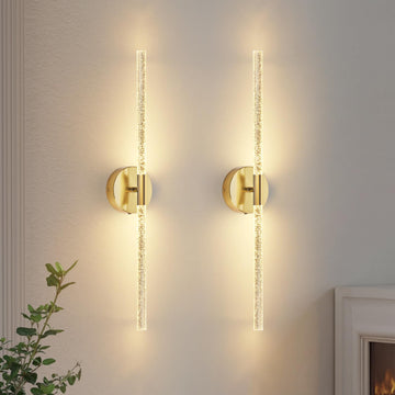 Crystal-Inspired Bubble Battery Operated Wall Sconce Set of 2, 10000mAh 3 Color Temps Rechargeable Wall Lights with