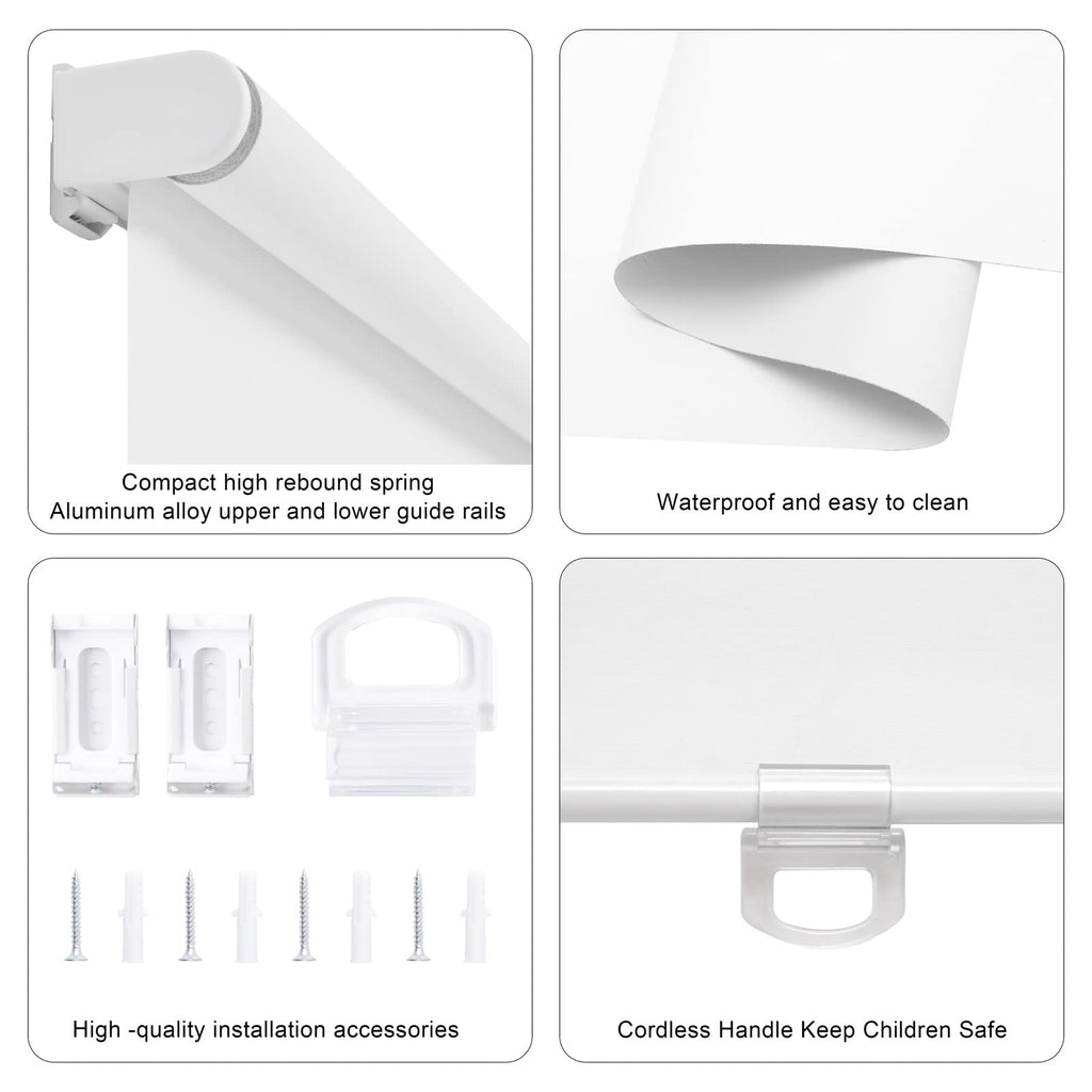 Blackout Cordless Roller Shades Blinds, White