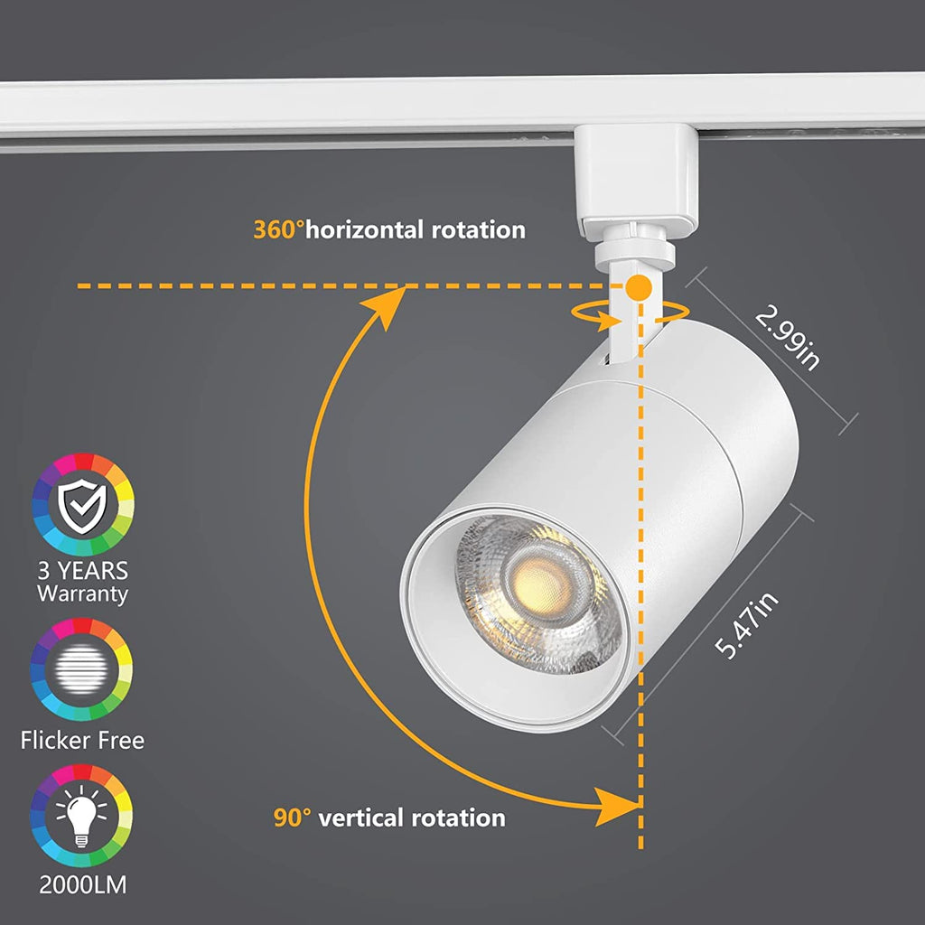 20W Dimmable LED Track Lighting Heads H Type, White 6 Pack