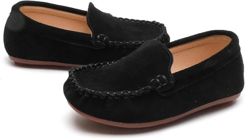 Toddler Little Kid Boys Girls Soft Suede Leather Slip On Flat Boat Dress Shoes Wedding Church Oxford Shoes Loafers