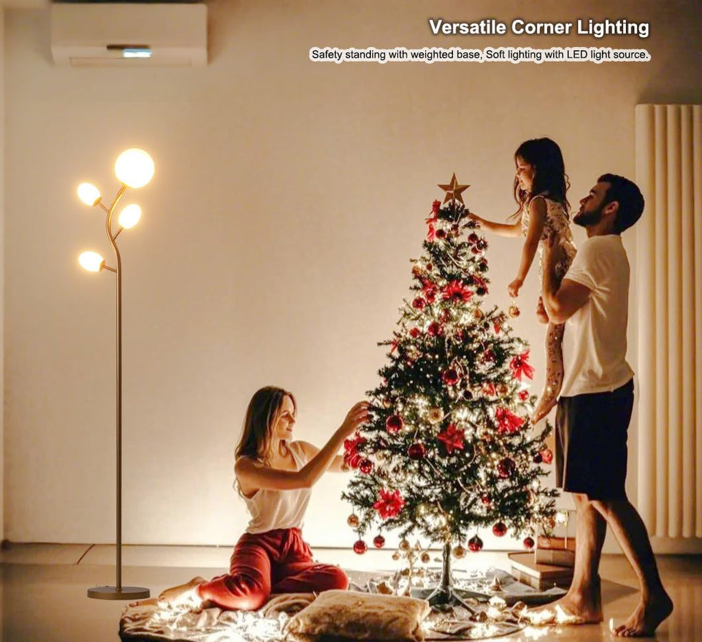 4 Globe Floor Lamp, Mid Modern Standing Tree Lamp