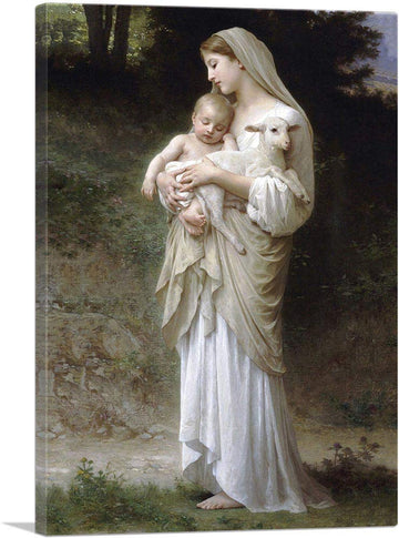 L Innocence Virgin Mary Baby Jesus Lamb Canvas Art Print Stretched Framed Painting Picture Poster Giclee Wall Decor