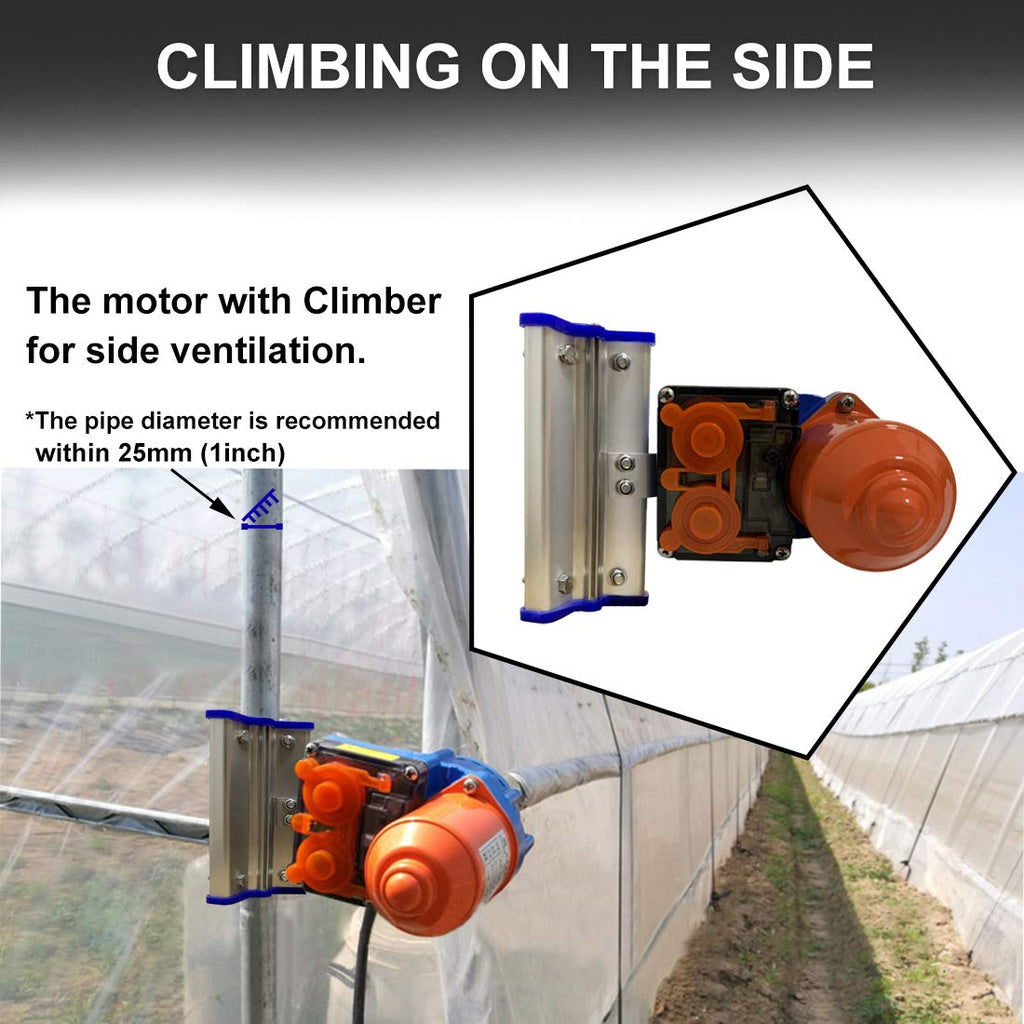 Greenhouse Film Roll Up Side Motor + Precise Bearing Climber for Greenhouse Ventilation, 24V Automatic Venting