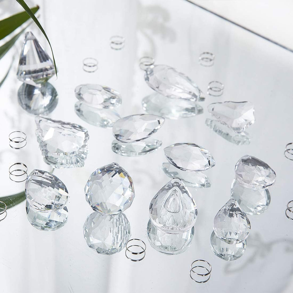 12 Pcs Clear Crystal Prism Pendants Chandelier Lamp Parts Suncatcher Decor - Clear Prism Pendants Chandelier Lamp
